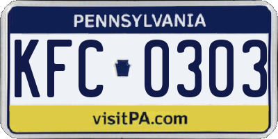 PA license plate KFC0303