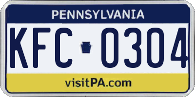 PA license plate KFC0304