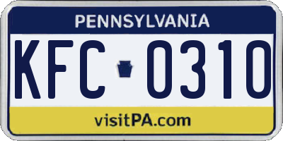 PA license plate KFC0310
