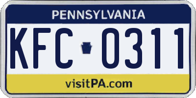 PA license plate KFC0311