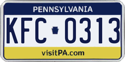 PA license plate KFC0313