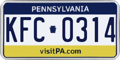 PA license plate KFC0314