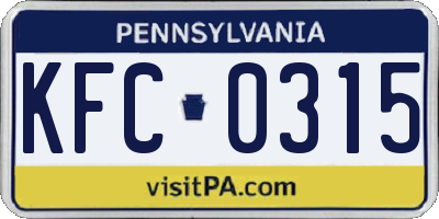PA license plate KFC0315