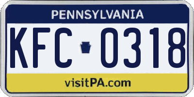 PA license plate KFC0318