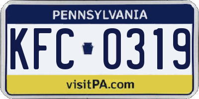 PA license plate KFC0319
