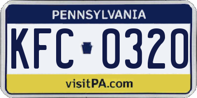 PA license plate KFC0320