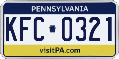 PA license plate KFC0321