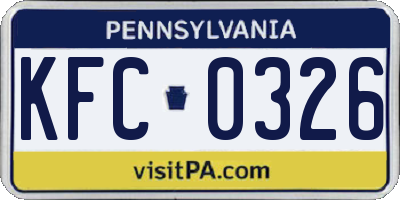 PA license plate KFC0326
