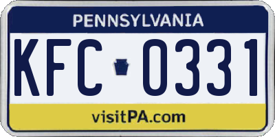 PA license plate KFC0331