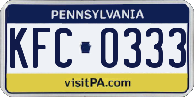 PA license plate KFC0333