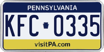 PA license plate KFC0335