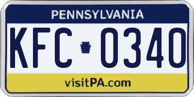 PA license plate KFC0340