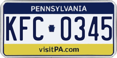 PA license plate KFC0345