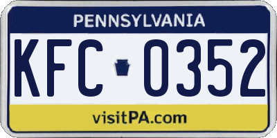 PA license plate KFC0352