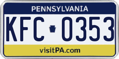 PA license plate KFC0353