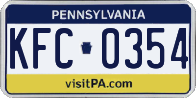 PA license plate KFC0354