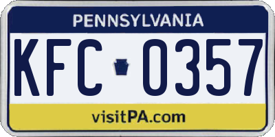 PA license plate KFC0357