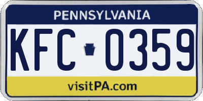 PA license plate KFC0359