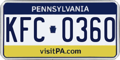 PA license plate KFC0360