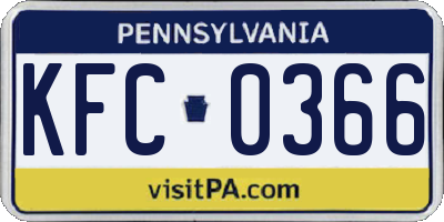PA license plate KFC0366