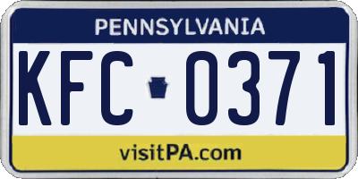 PA license plate KFC0371