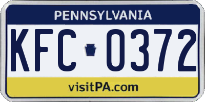 PA license plate KFC0372