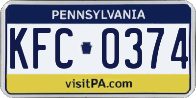 PA license plate KFC0374
