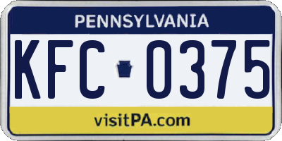 PA license plate KFC0375