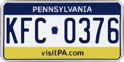 PA license plate KFC0376