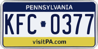PA license plate KFC0377