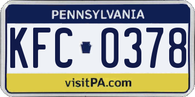PA license plate KFC0378