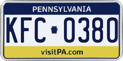 PA license plate KFC0380