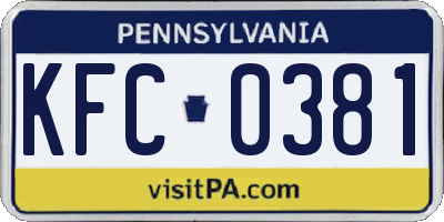 PA license plate KFC0381