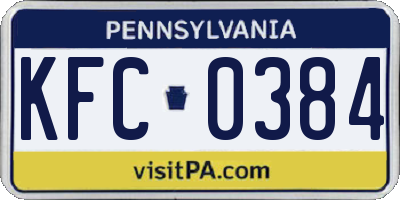 PA license plate KFC0384