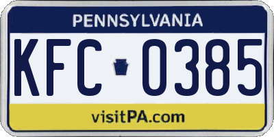 PA license plate KFC0385