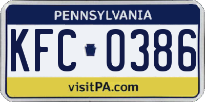 PA license plate KFC0386