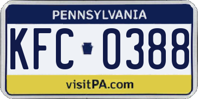 PA license plate KFC0388
