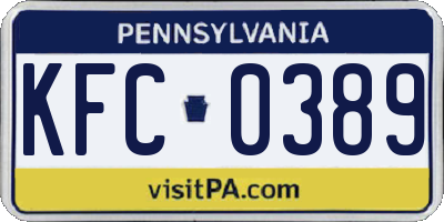PA license plate KFC0389
