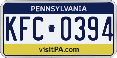 PA license plate KFC0394