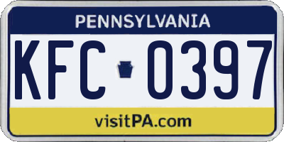 PA license plate KFC0397
