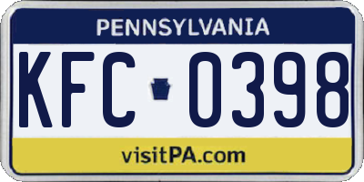 PA license plate KFC0398