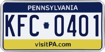 PA license plate KFC0401