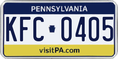 PA license plate KFC0405