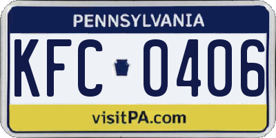 PA license plate KFC0406