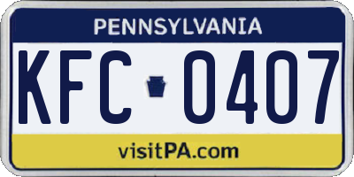 PA license plate KFC0407