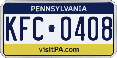 PA license plate KFC0408