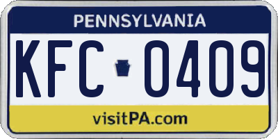 PA license plate KFC0409