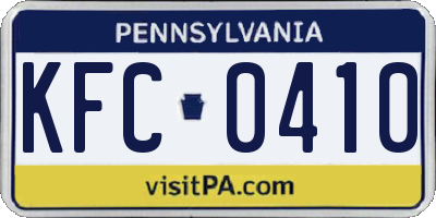 PA license plate KFC0410