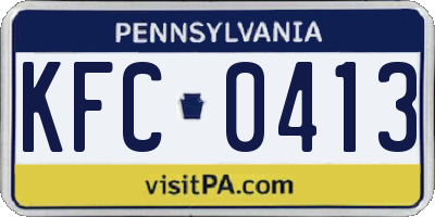 PA license plate KFC0413