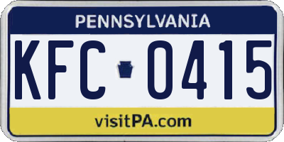 PA license plate KFC0415